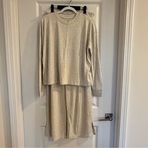 Vineyard Vines Dreamcloth Wide-leg Pant and Top Lounge Set-Cream Beige